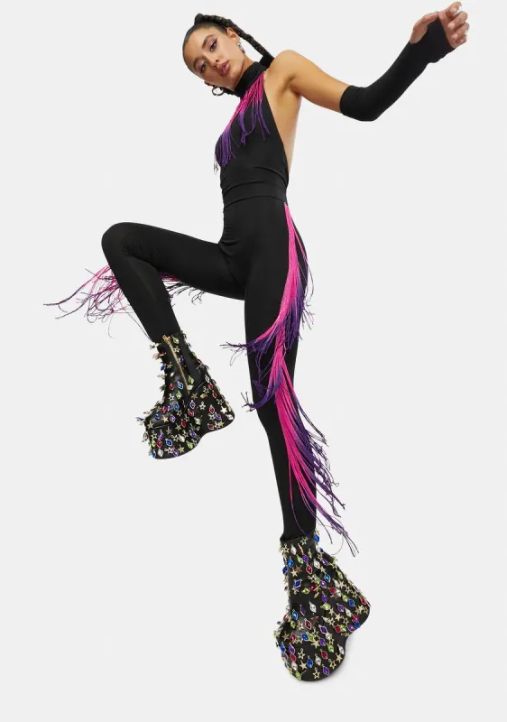 Astral Adventure Fringe Catsuit sold by Dolls Kill