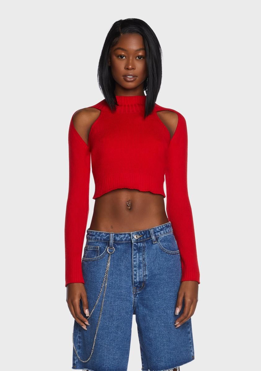 Just Flirting Cropped Sweater sold by Dolls Kill