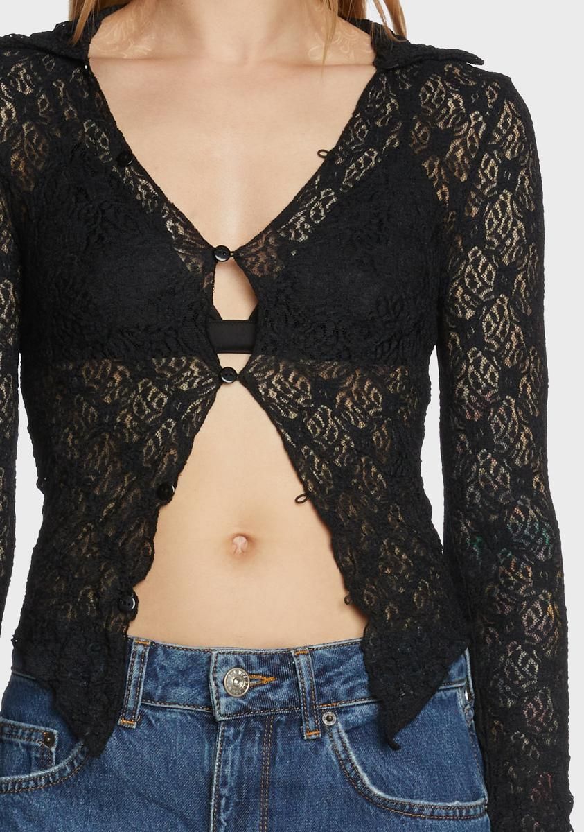 Lace Tie Front Shirt sold by Dolls Kill product image thumbnail 2