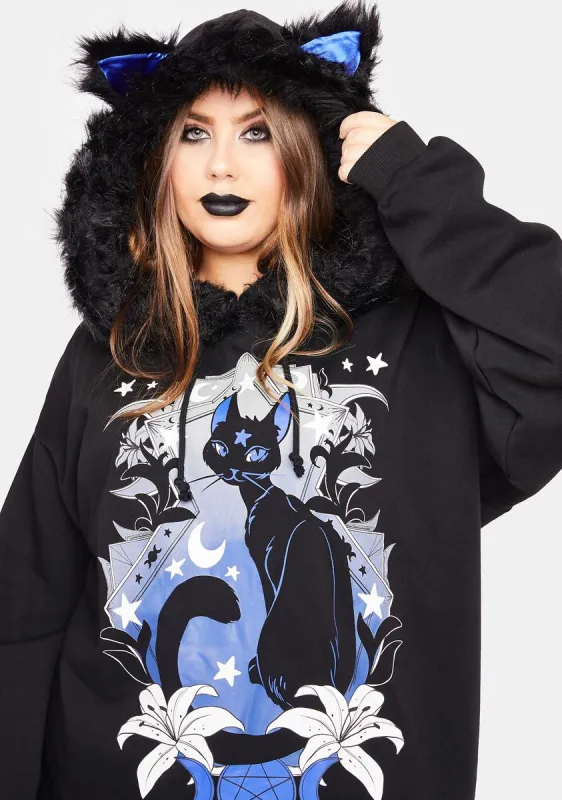 Plus Purrrfect Moonlight Graphic Hoodie sold by Dolls Kill