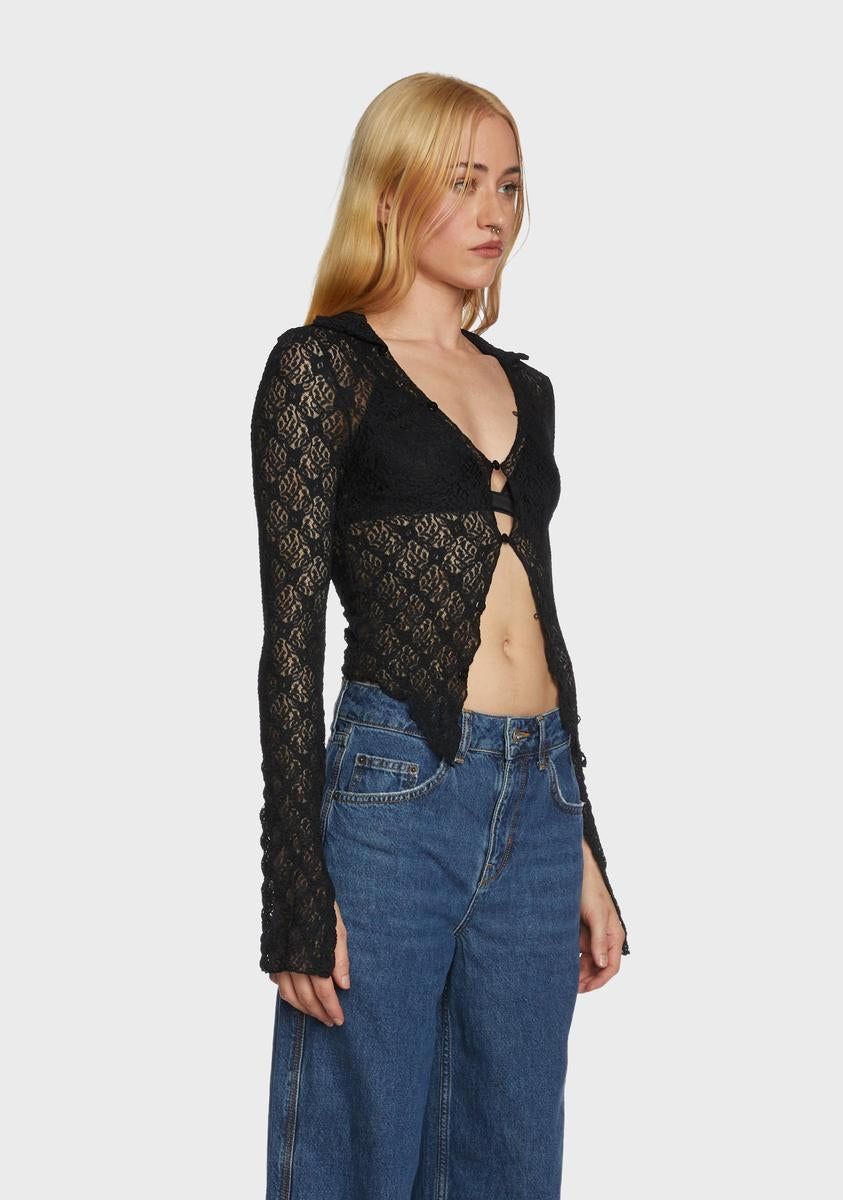 Lace Tie Front Shirt sold by Dolls Kill product image thumbnail 3