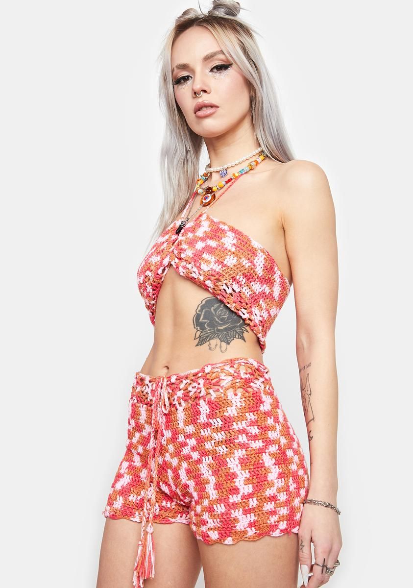 Working On My Tan Crochet Shorts Set sold by Dolls Kill product image thumbnail 2