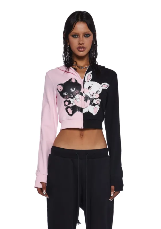 Darling Duo Zip-Up Hoodie sold by Dolls Kill