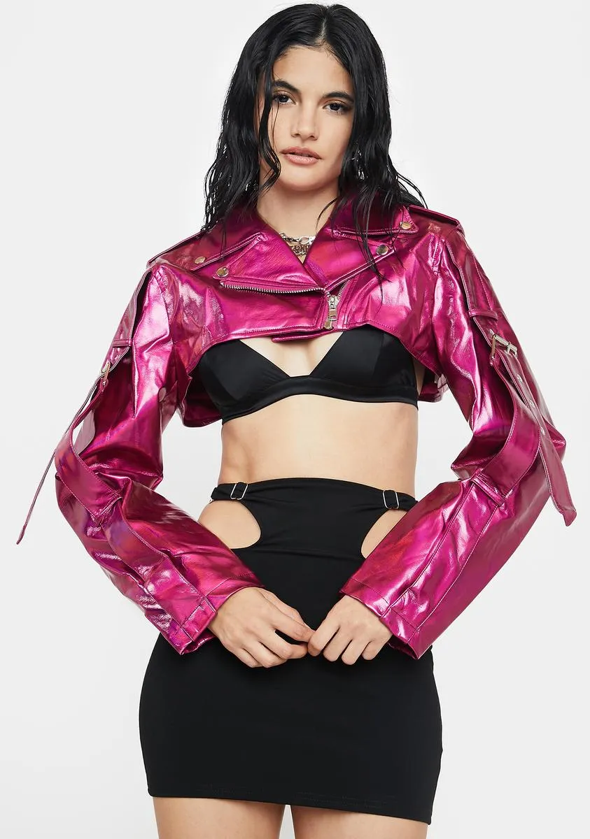 Magenta Rev It Up Shrug Moto Jacket sold by Dolls Kill