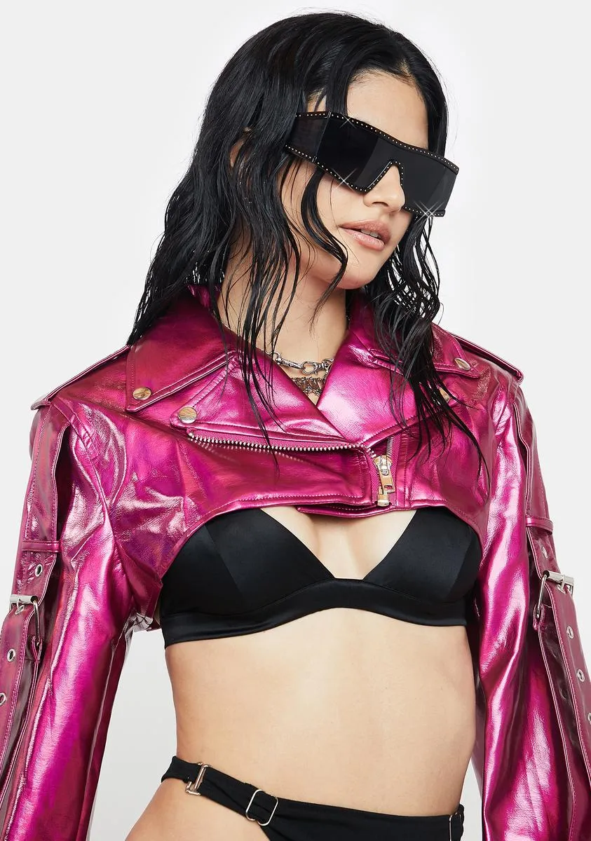 Magenta Rev It Up Shrug Moto Jacket sold by Dolls Kill product image thumbnail 2