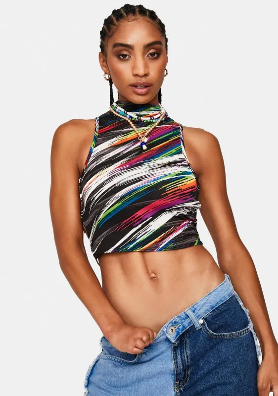 Rainbow Lethal Sweetheart Crop Top sold by Dolls Kill