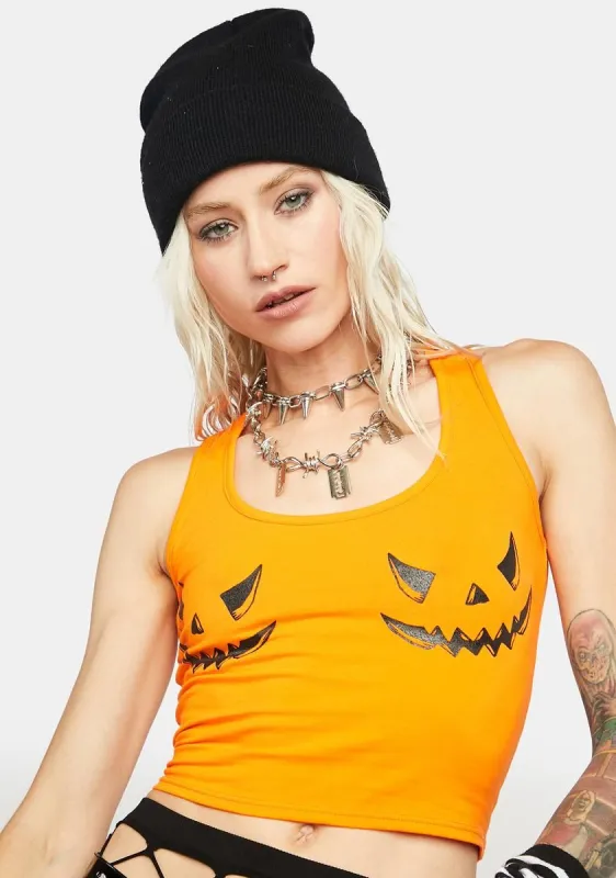 Pumpkin Face Graphic Tank sold by Dolls Kill