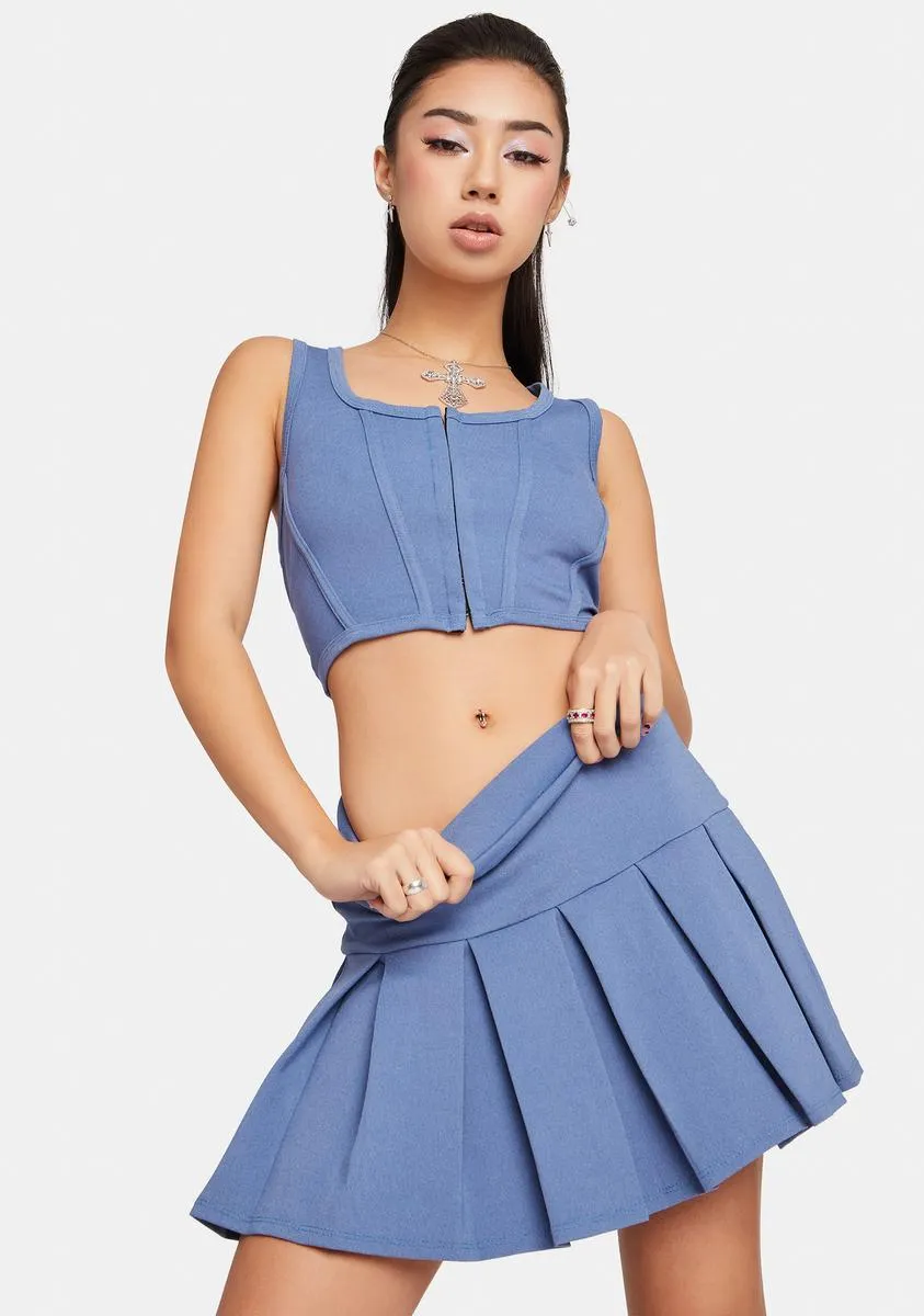 Cool Cute Togetha Denim Pleated Skirt Set sold by Dolls Kill