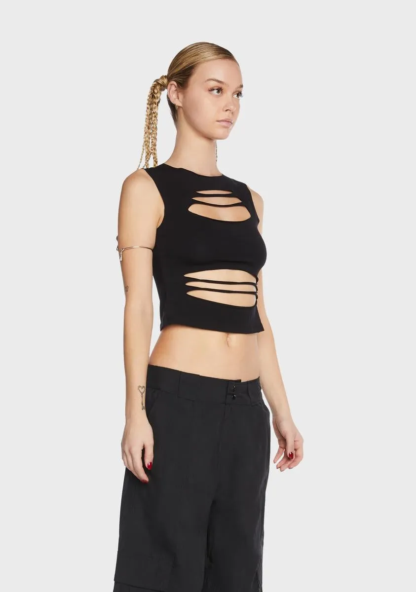 Black Ripped Cut-Out Tank Top sold by Dolls Kill product image thumbnail 2