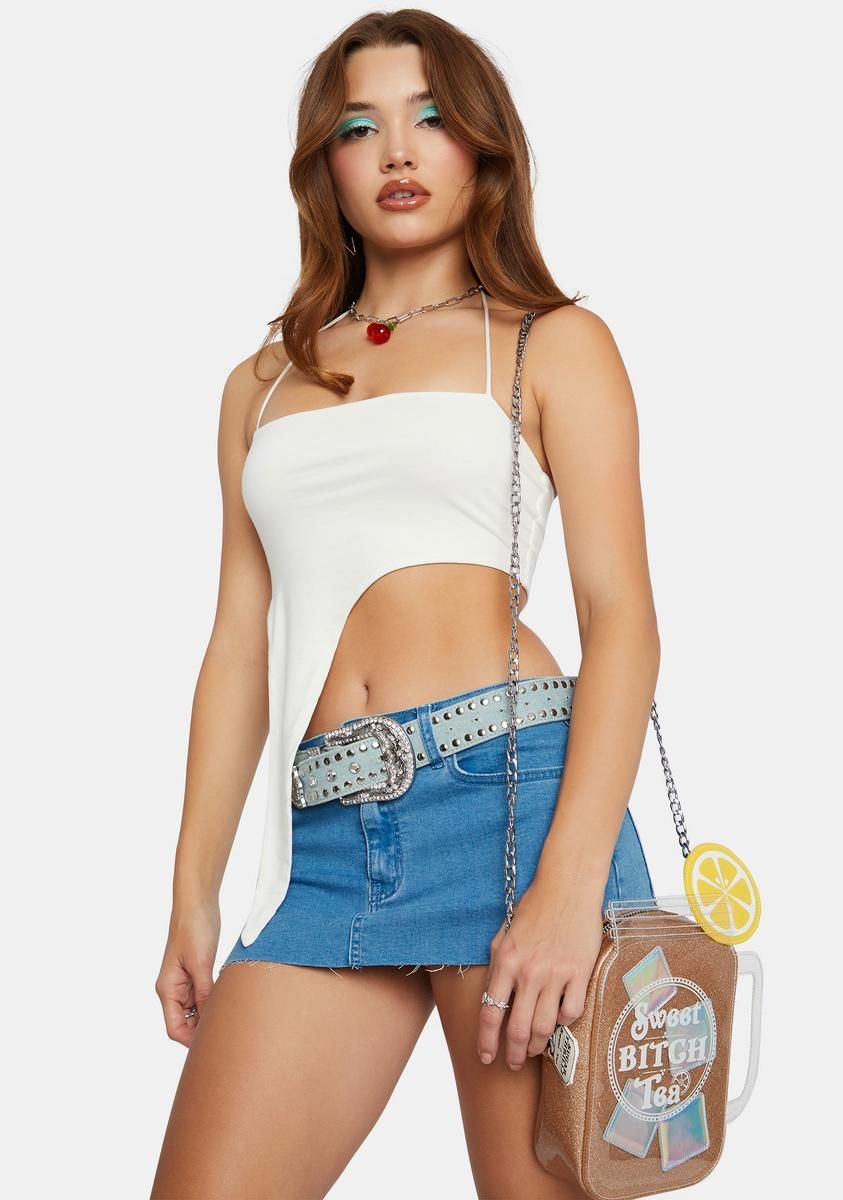 Ivory No Competition Asymmetrical Halter Top sold by Dolls Kill product image thumbnail 2