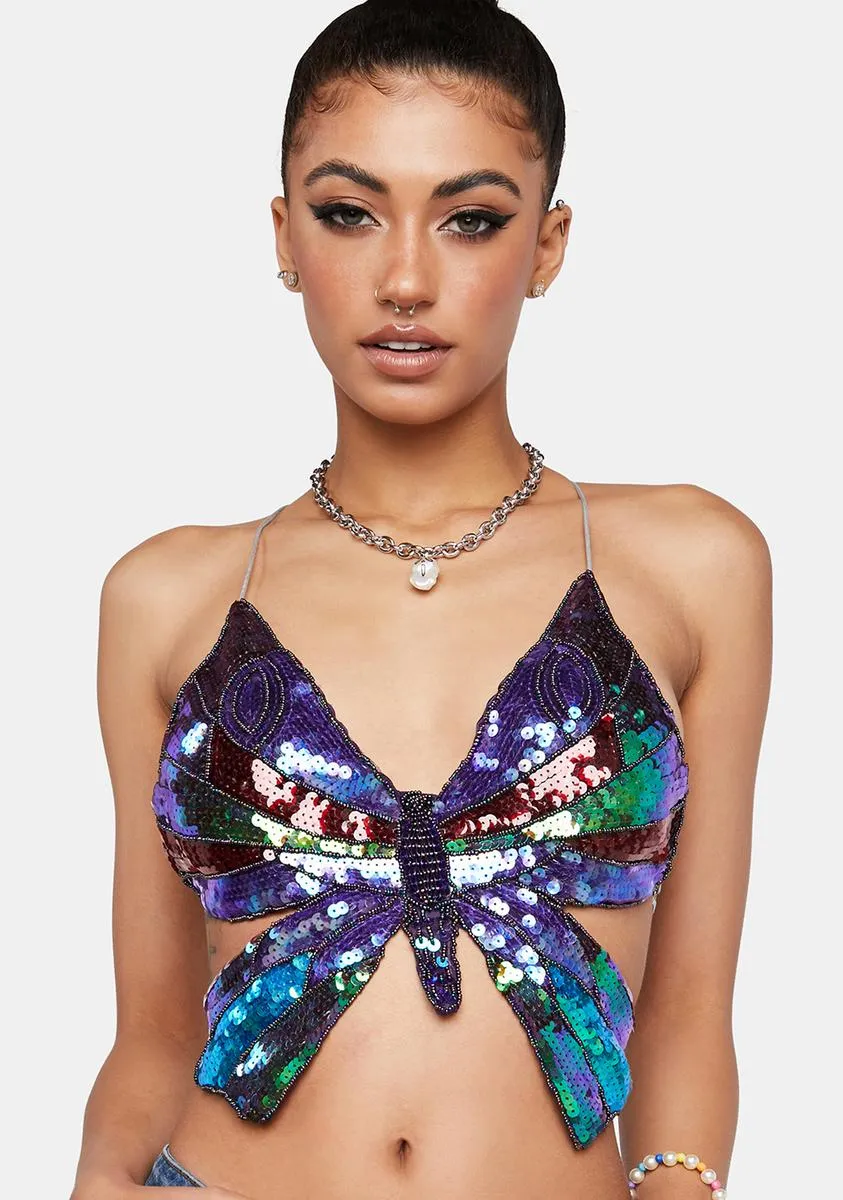 Sequin Butterfly Top sold by Dolls Kill