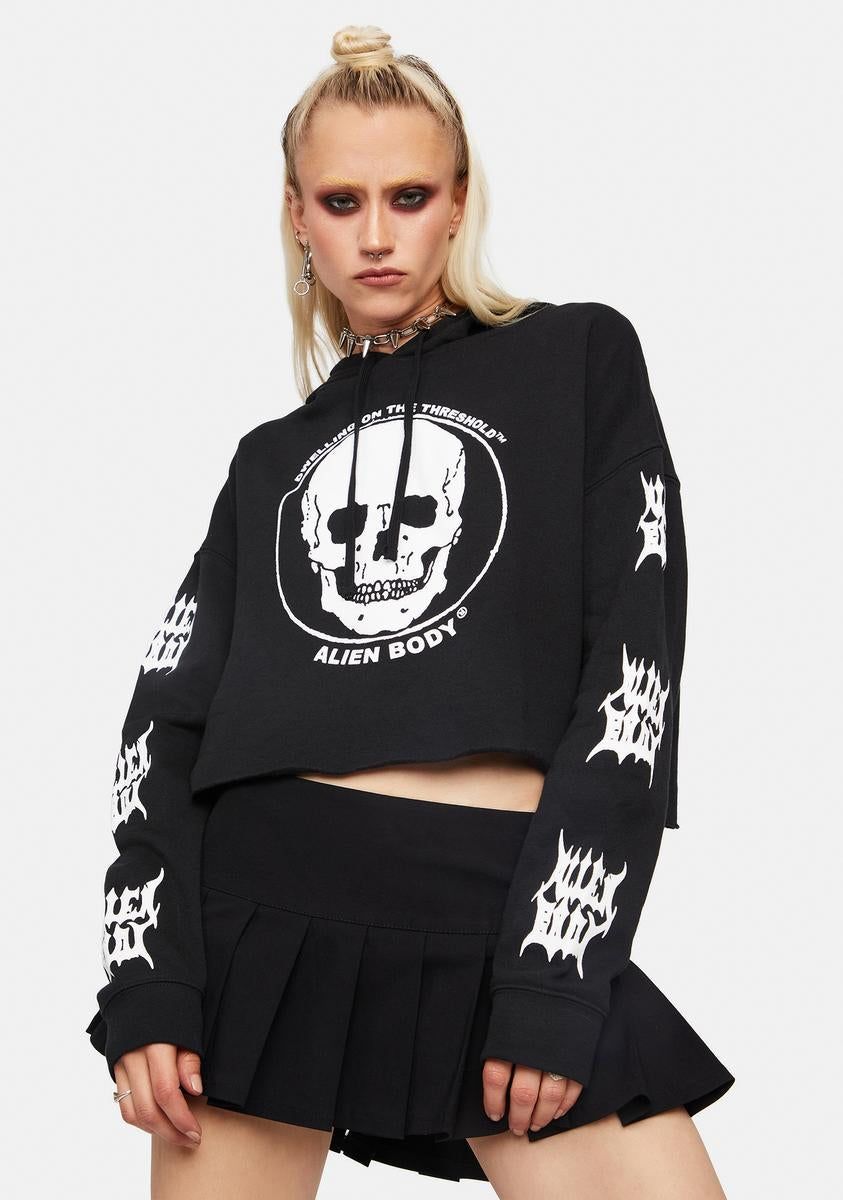 Techniskull Crop Hoodie sold by Dolls Kill