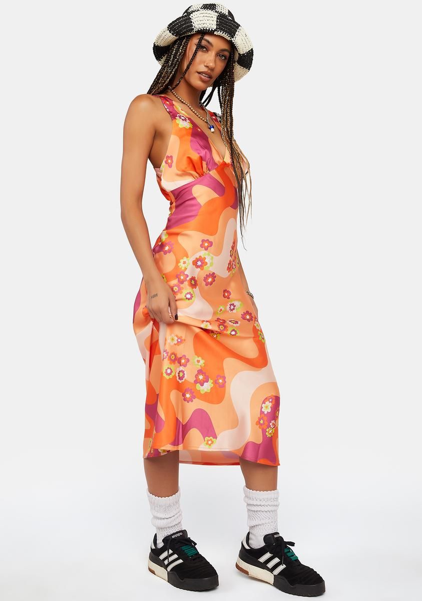 Psychedelic Floral Slip Dress sold by Dolls Kill product image thumbnail 3