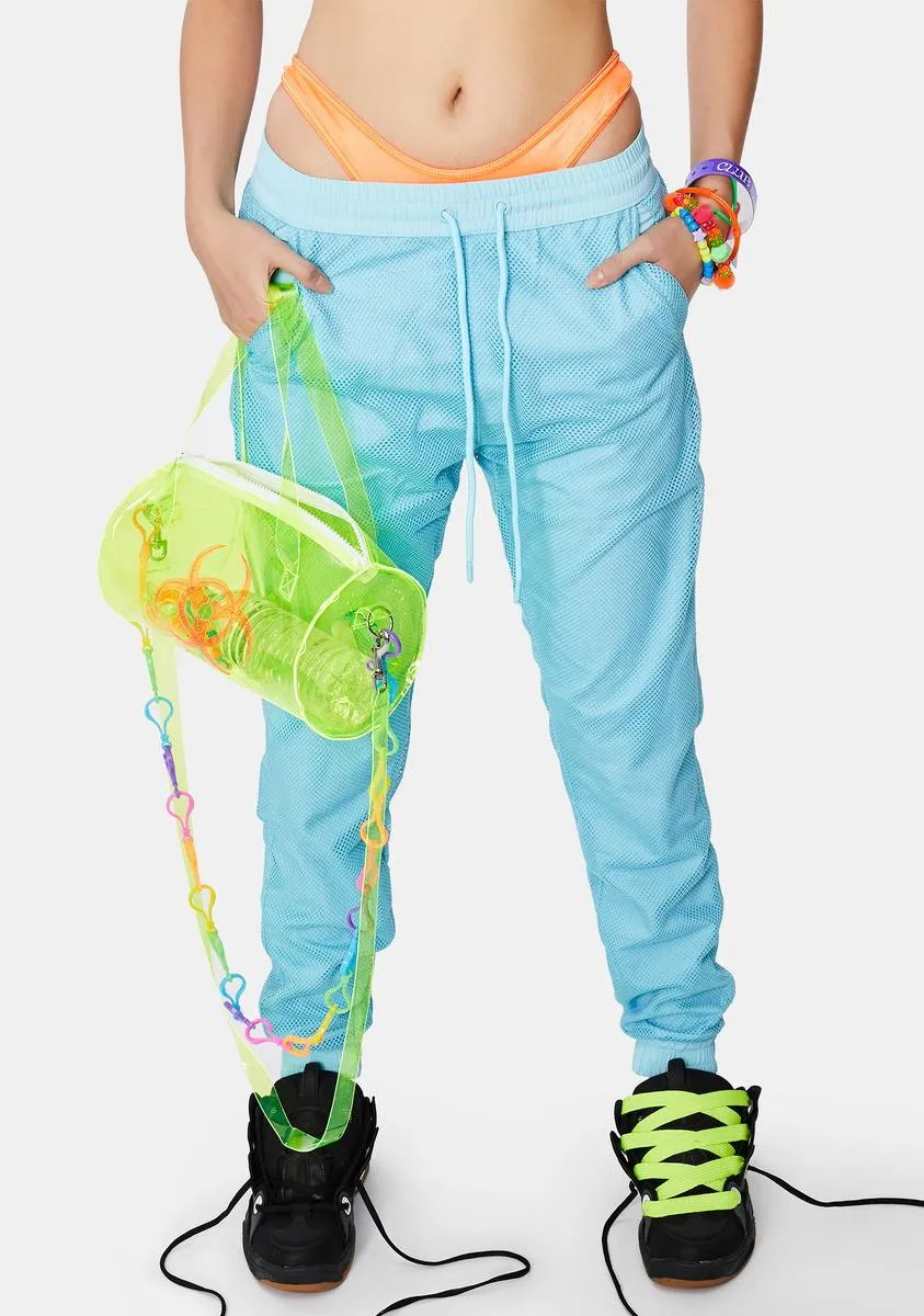 Mesh Overlay Nylon Jogger Pants sold by Dolls Kill