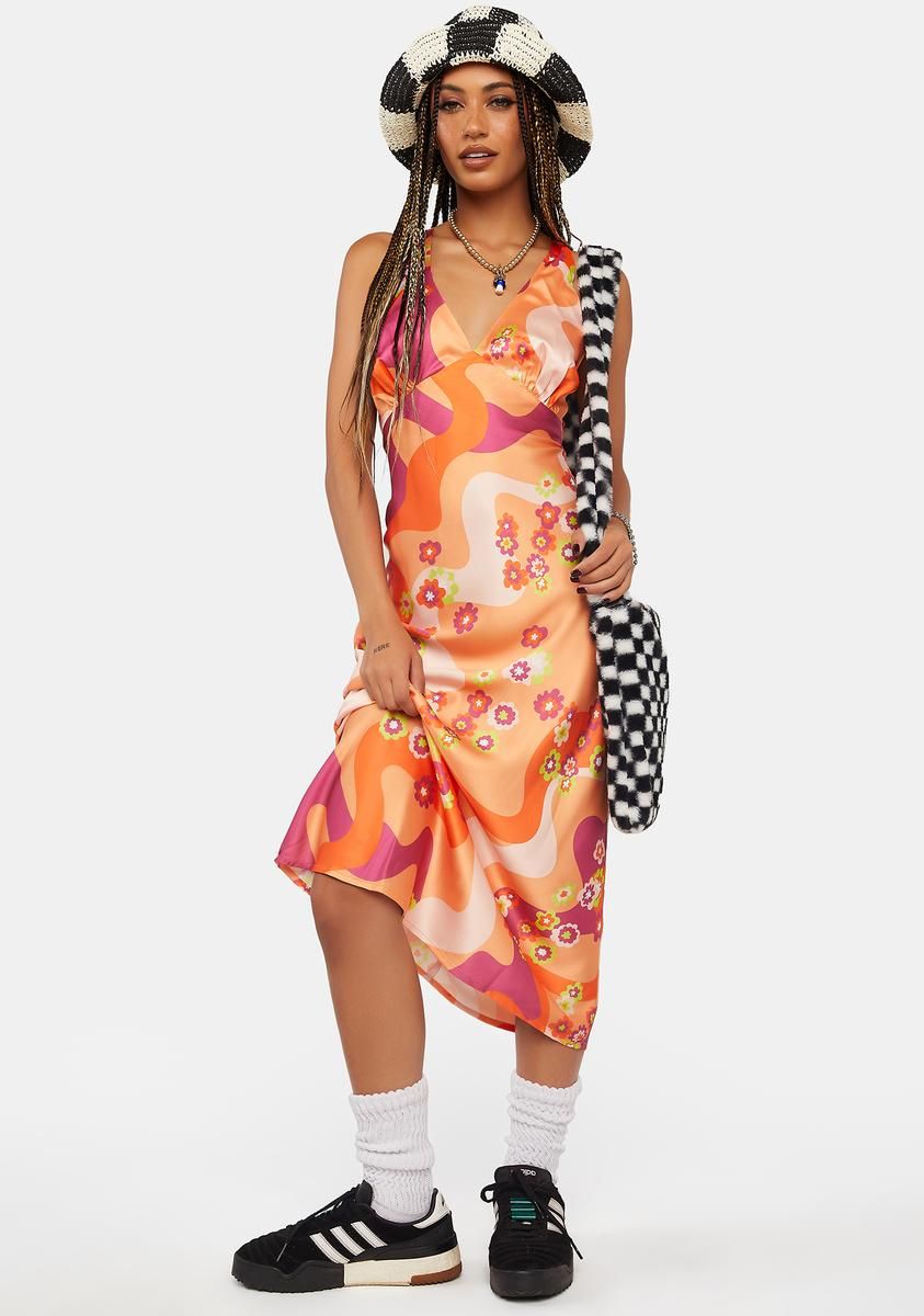 Psychedelic Floral Slip Dress sold by Dolls Kill