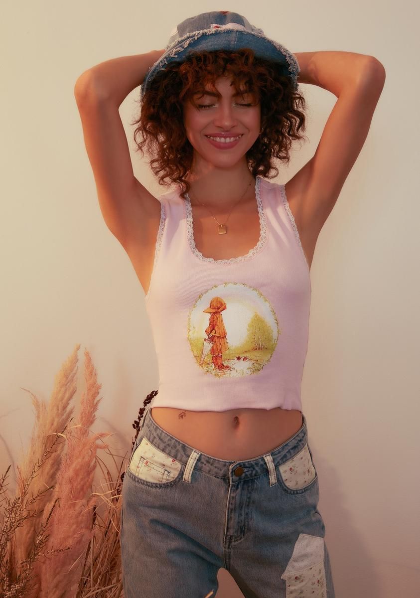 Rain Or Shine Lace-Up Tank Top sold by Dolls Kill