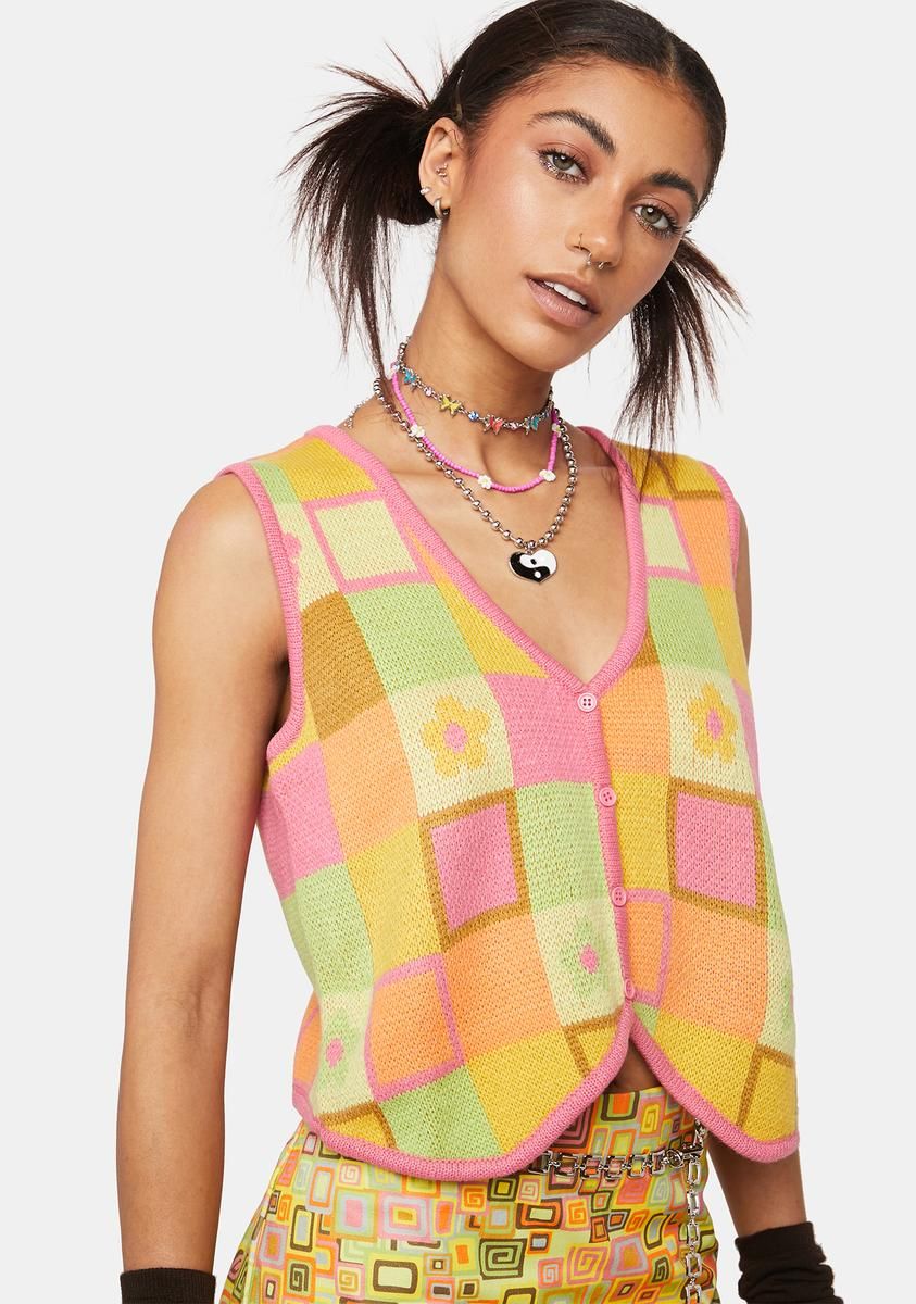 Smartie Knit Button Down Vest sold by Dolls Kill product image thumbnail 2