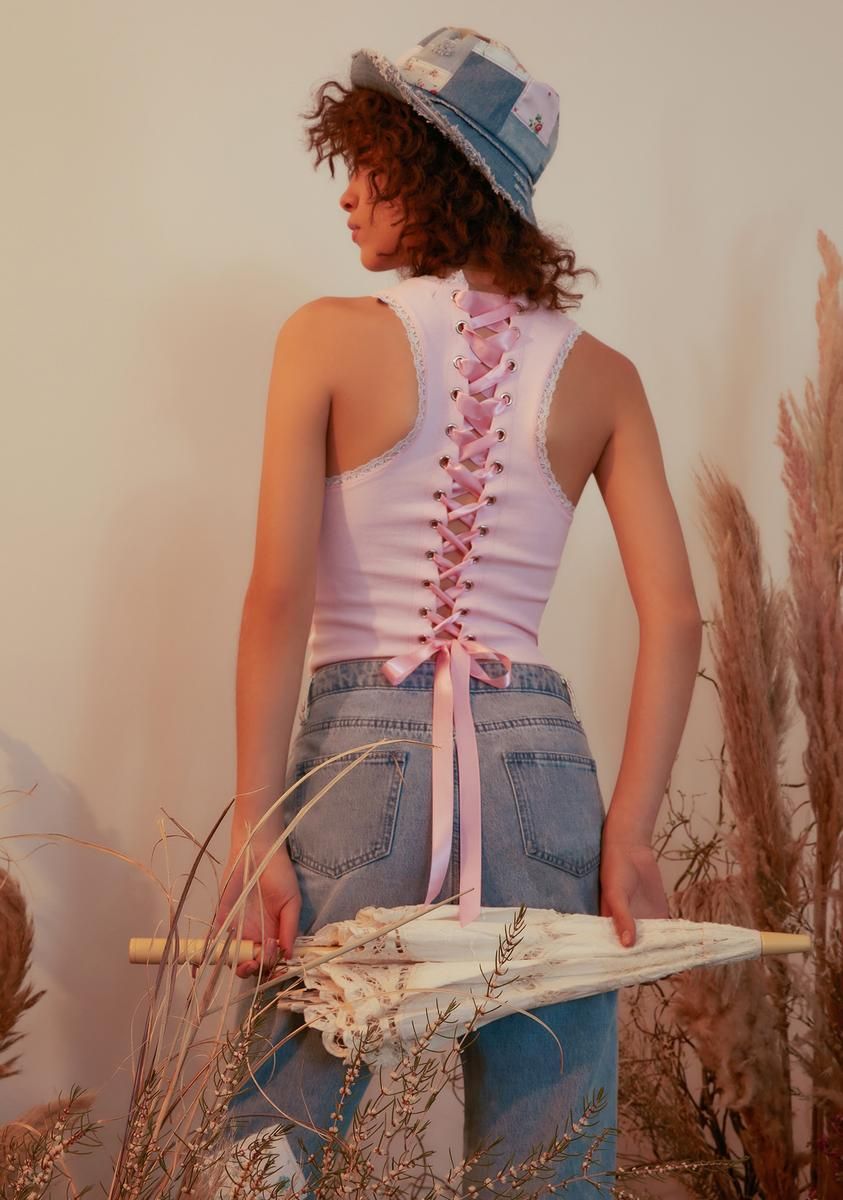 Rain Or Shine Lace-Up Tank Top sold by Dolls Kill product image thumbnail 2