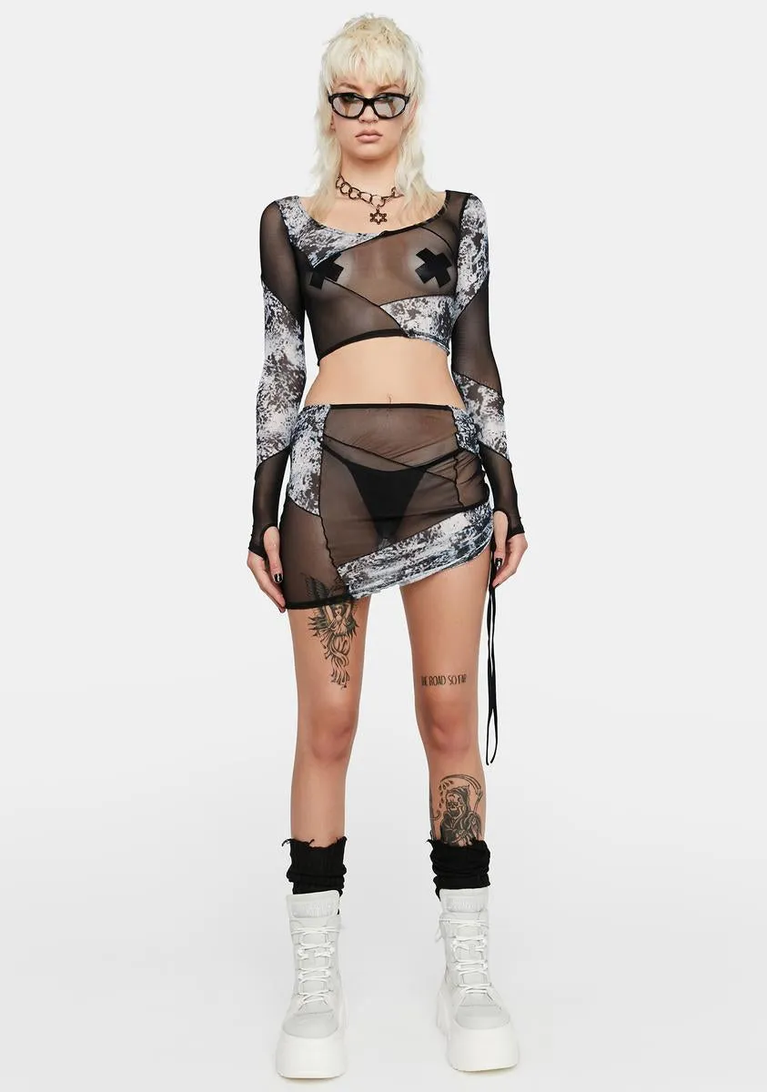 Flanger Patchwork Mesh Skirt Set sold by Dolls Kill product image thumbnail 3