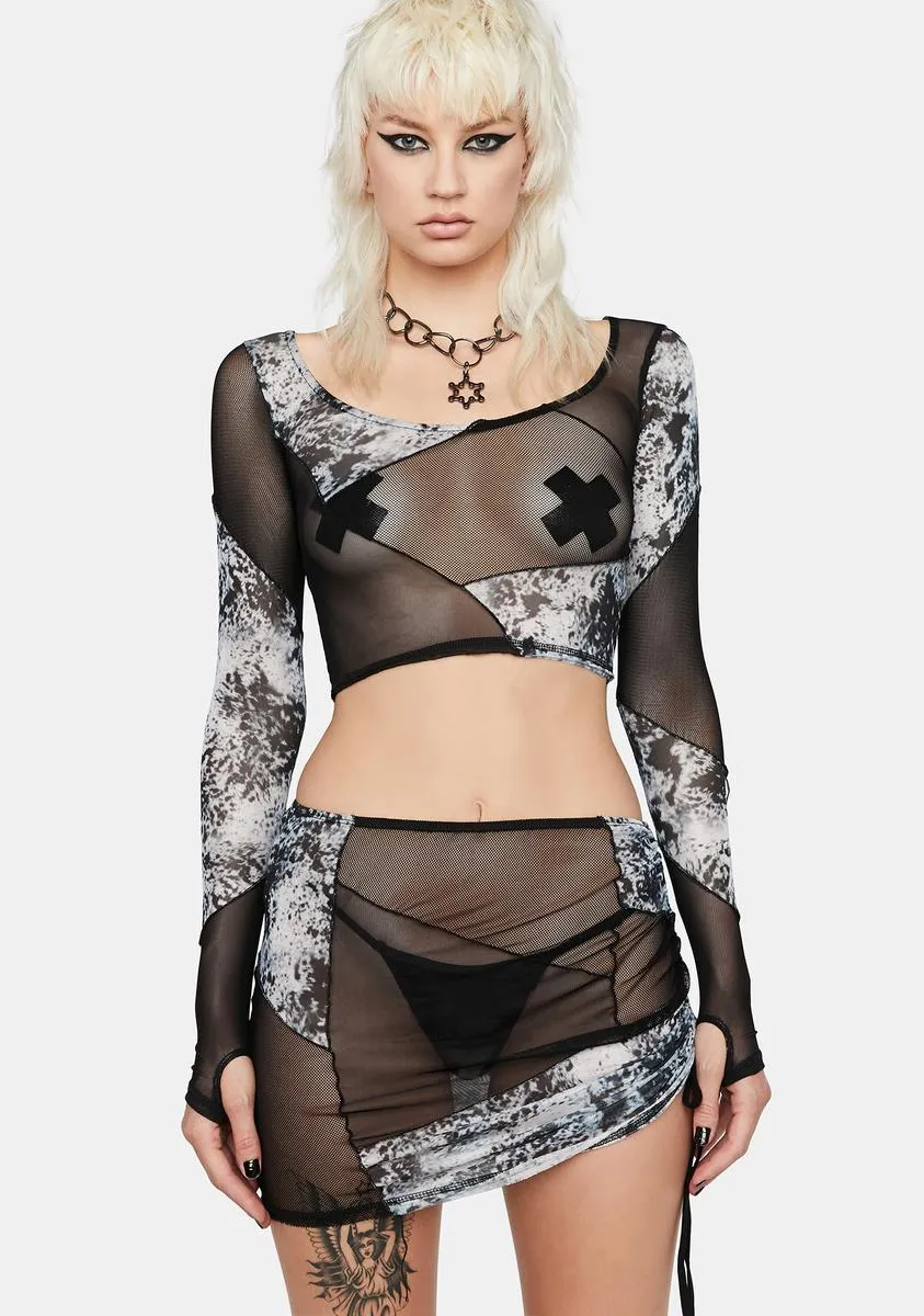 Flanger Patchwork Mesh Skirt Set sold by Dolls Kill