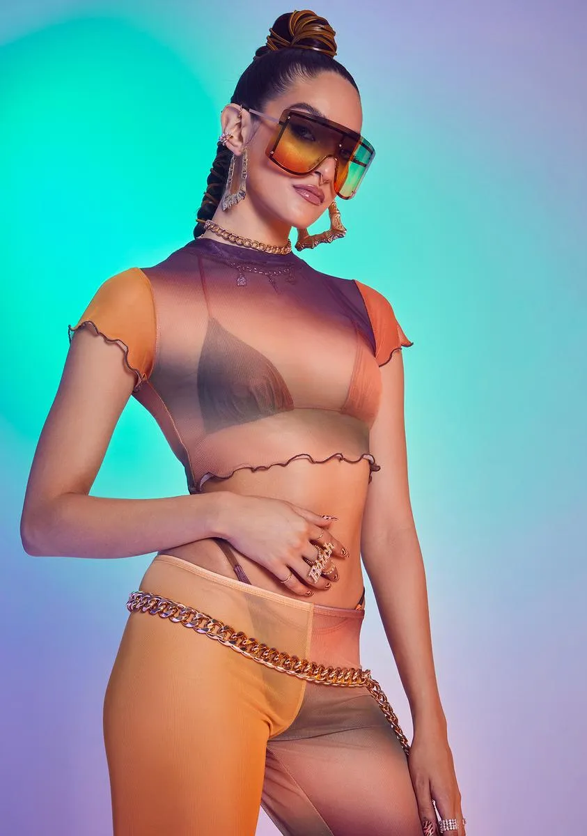 Ombre Mix Print Mesh Crop Tee sold by Dolls Kill product image thumbnail 2