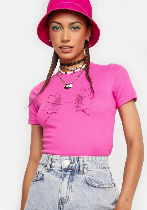 Fairy Rhinestone Slim Fit Tee sold by Dolls Kill
