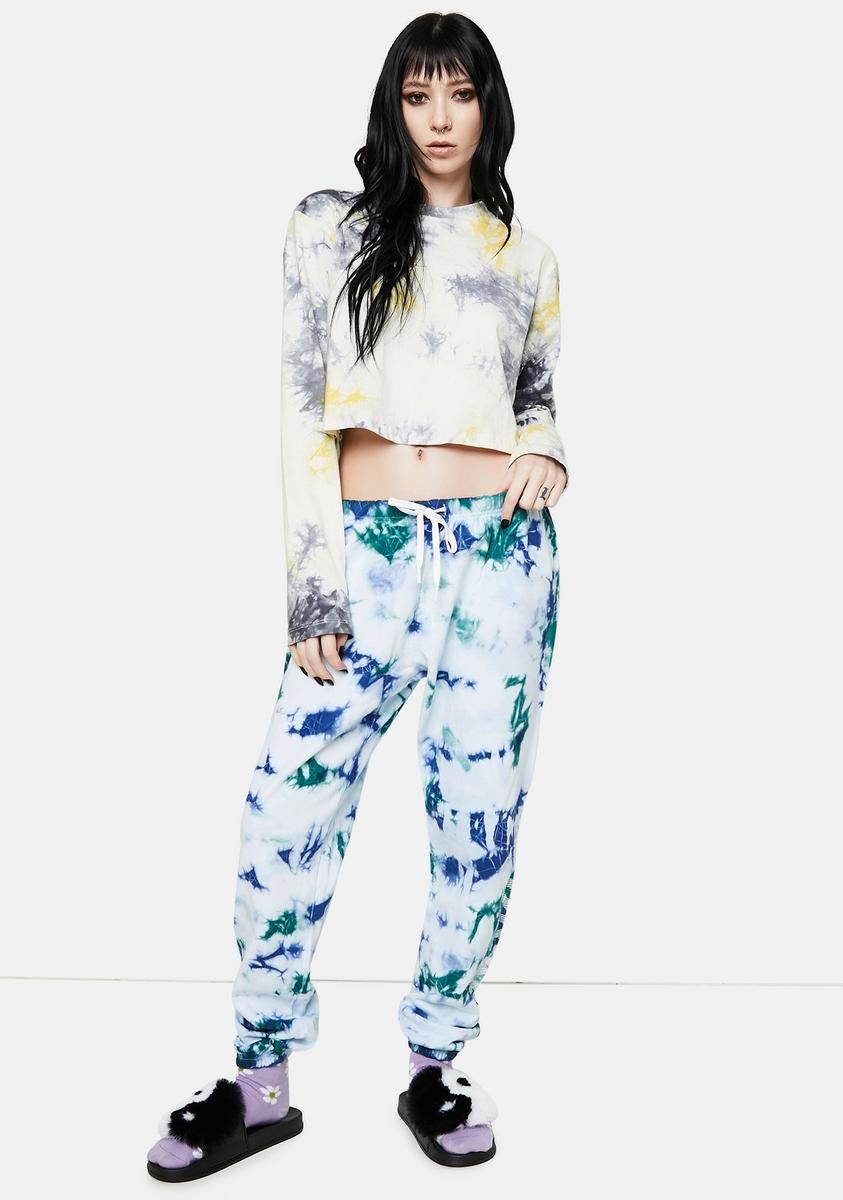 Washed Green Tie Dye Relaxed Sweatpants sold by Dolls Kill product image thumbnail 3