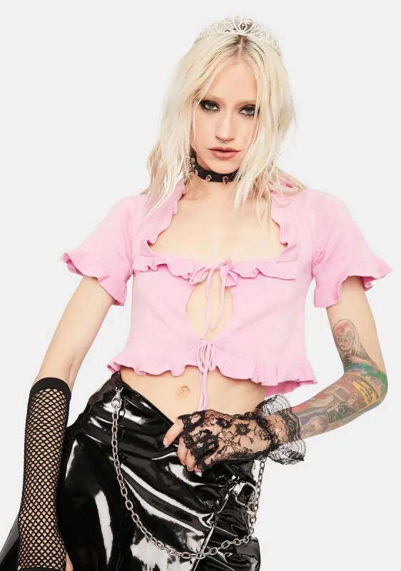 Pink Ruffled Knit Top sold by Dolls Kill