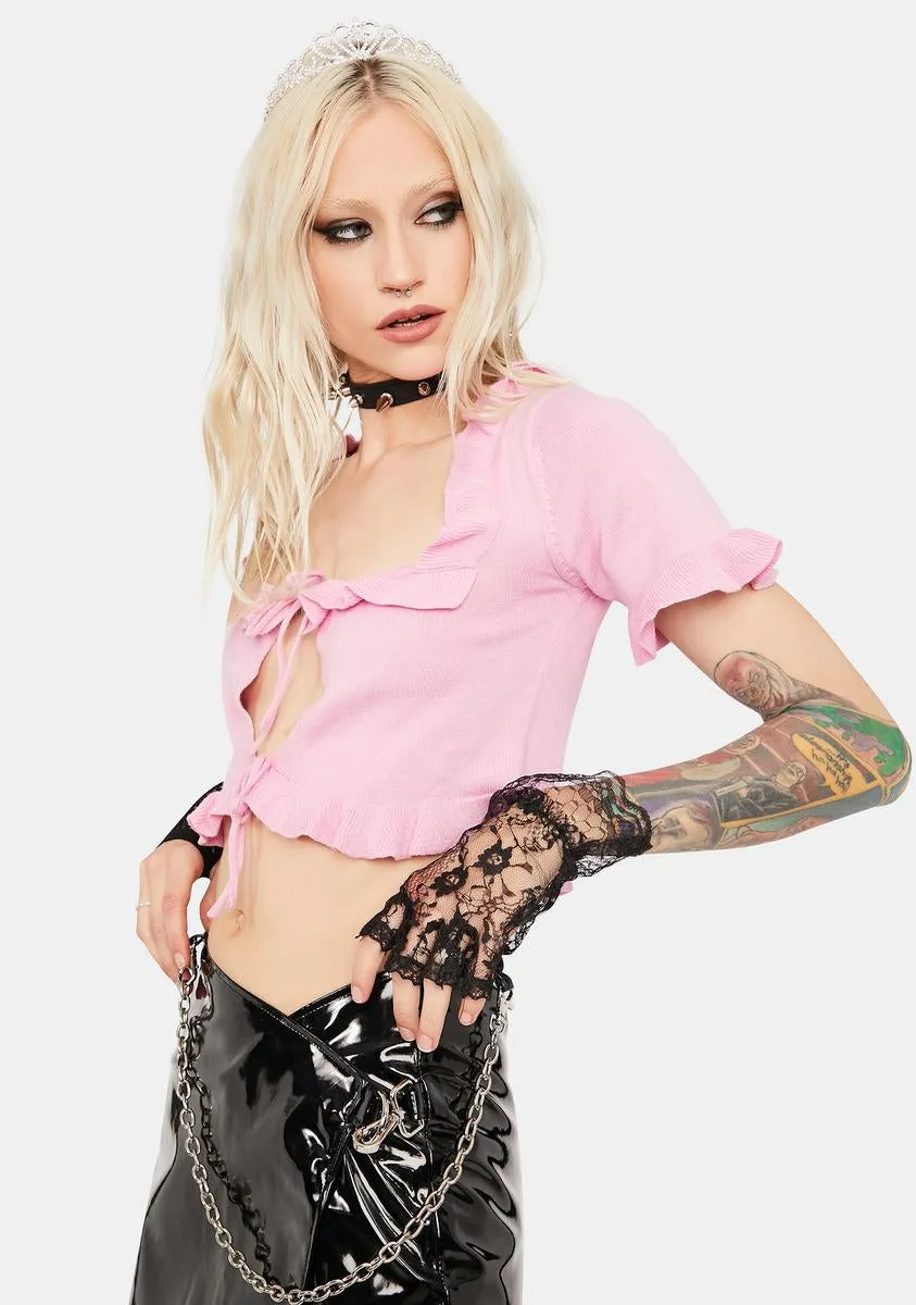 Pink Ruffled Knit Top sold by Dolls Kill product image thumbnail 2