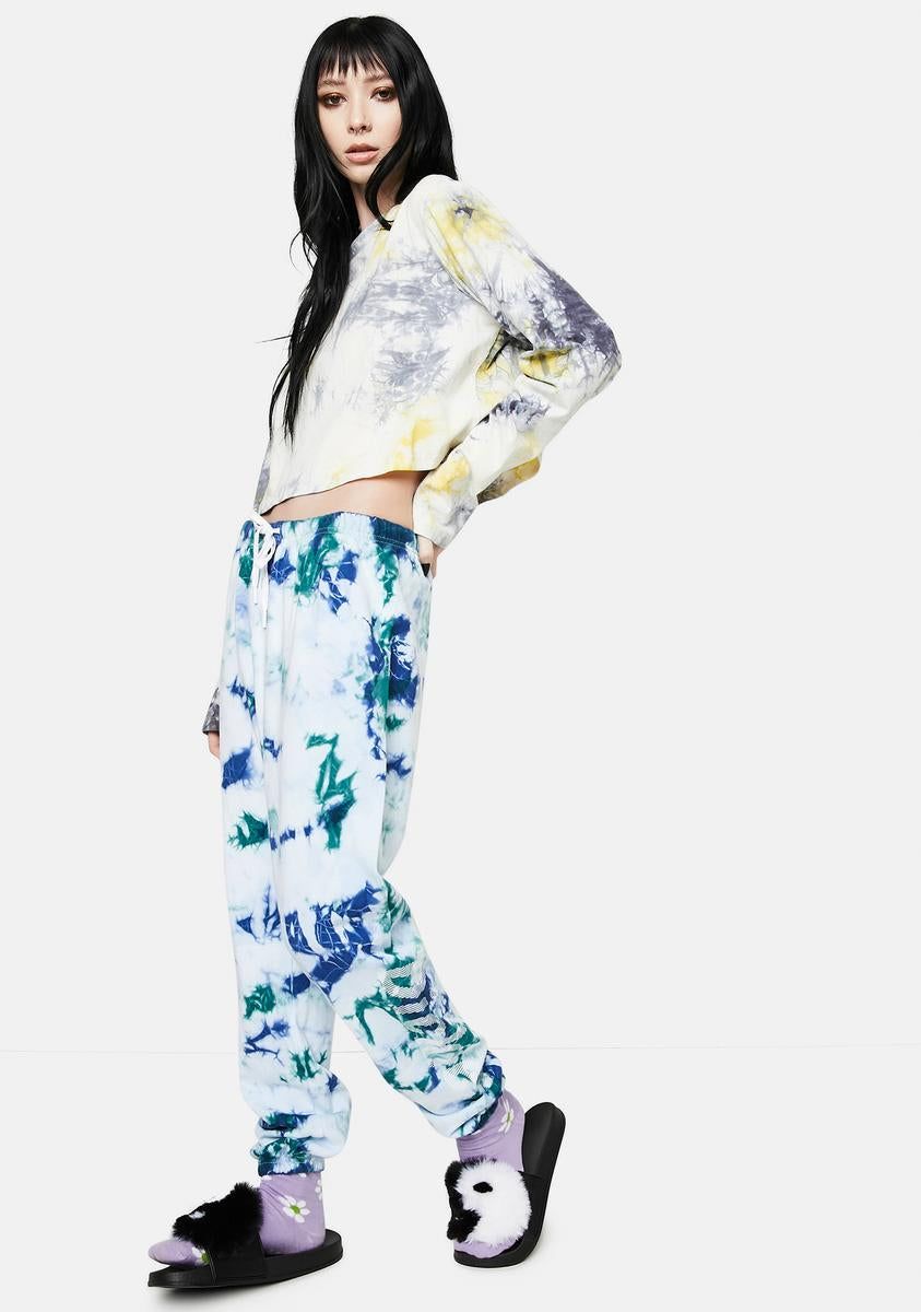 Washed Green Tie Dye Relaxed Sweatpants sold by Dolls Kill product image thumbnail 2