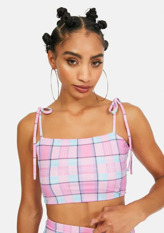 Pink Plaid Crop Top sold by Dolls Kill
