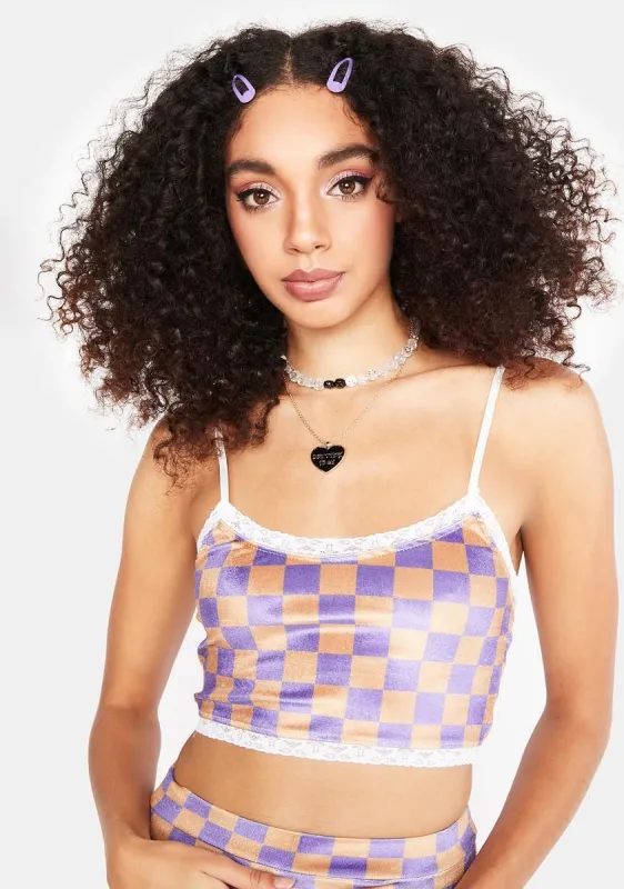 Checkerboard Crop Top sold by Dolls Kill