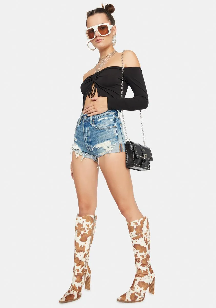 City Girl Off Shoulder Crop Top sold by Dolls Kill product image thumbnail 3