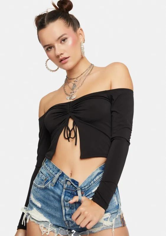 City Girl Off Shoulder Crop Top sold by Dolls Kill