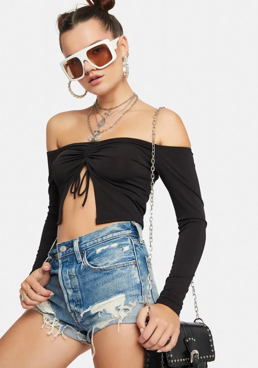 City Girl Off Shoulder Crop Top sold by Dolls Kill product image thumbnail 2