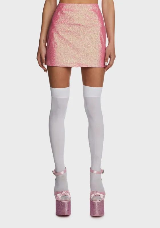 Twinkle Kiss Glitter Mini Skirt sold by Dolls Kill