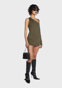 Olive One-Shoulder Cut-Out Mini Dress sold by Dolls Kill