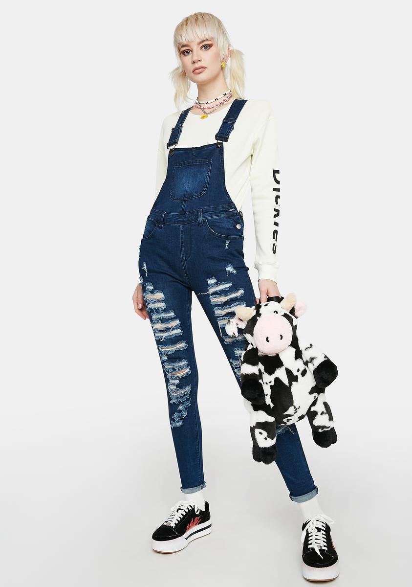 Navy Rough Day Denim Overalls sold by Dolls Kill product image thumbnail 3