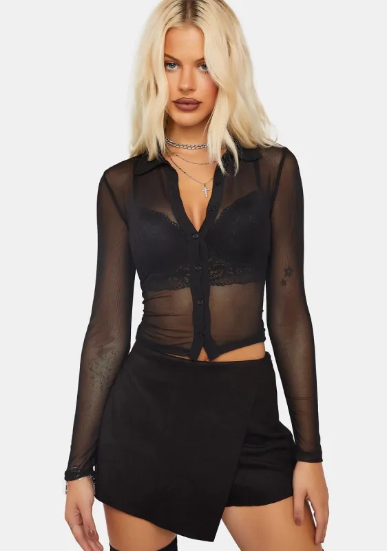 Popular Strategy Mesh Blouse sold by Dolls Kill