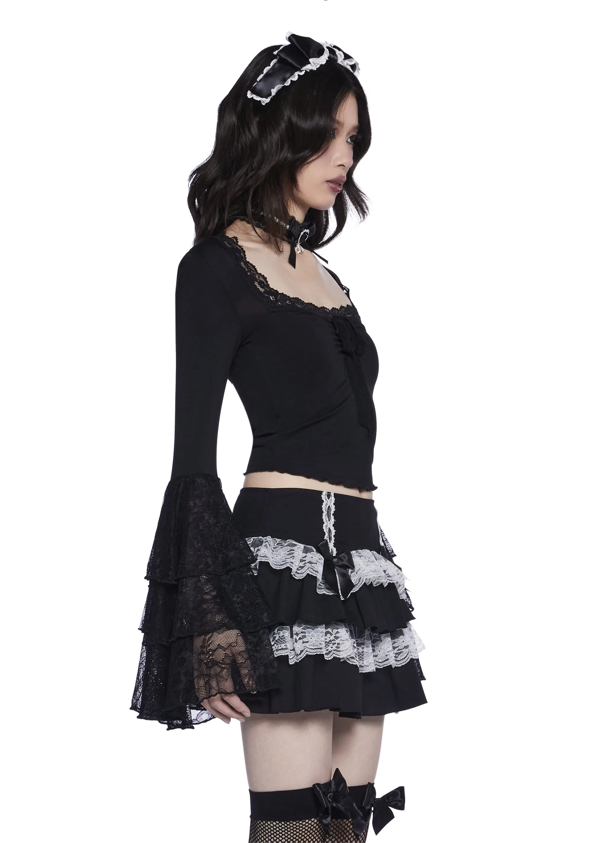 Haunted Grace Long Sleeve Top - Black sold by Dolls Kill product image thumbnail 3
