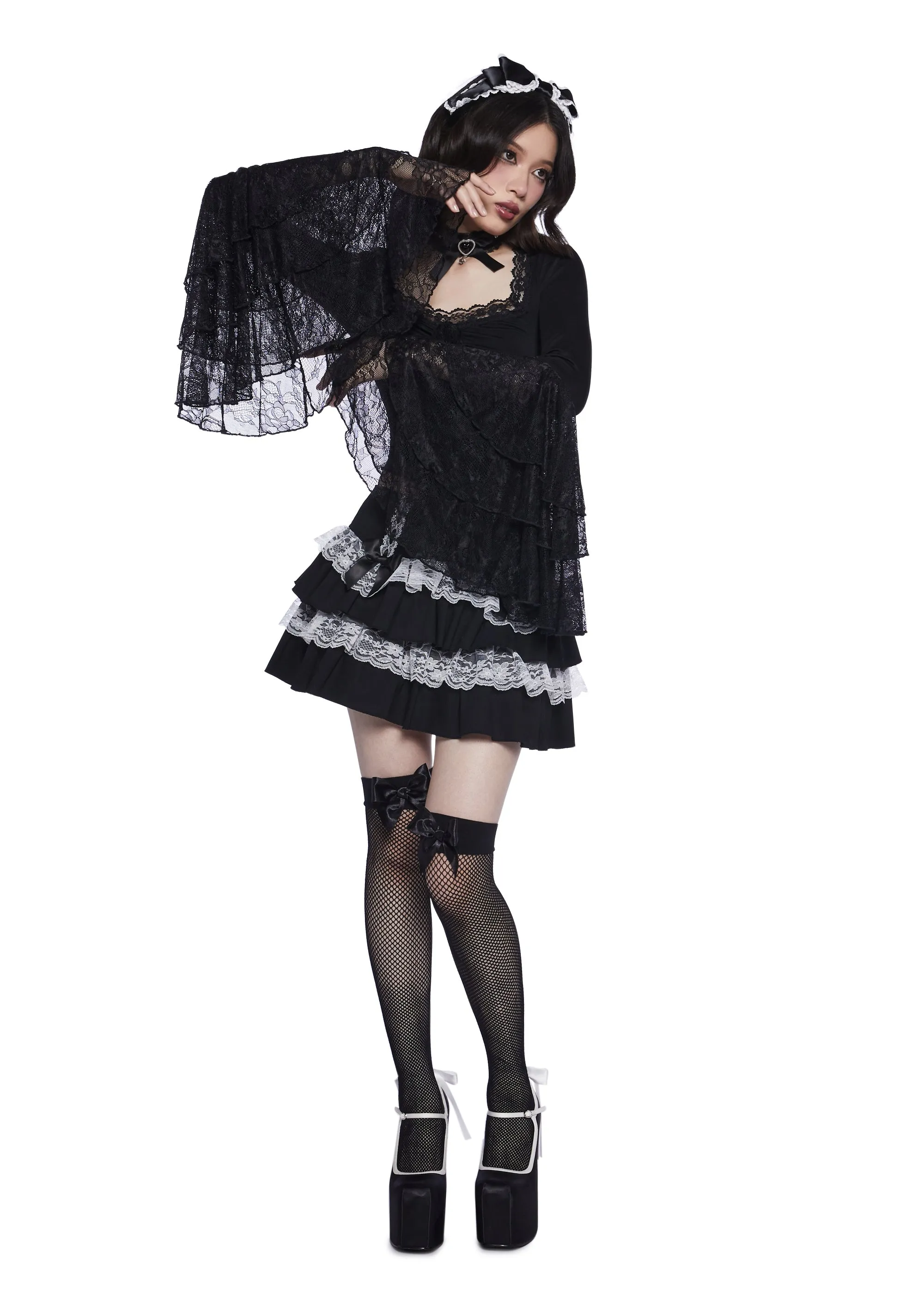 Haunted Grace Long Sleeve Top - Black sold by Dolls Kill product image thumbnail 5