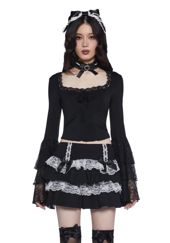 Haunted Grace Long Sleeve Top - Black sold by Dolls Kill