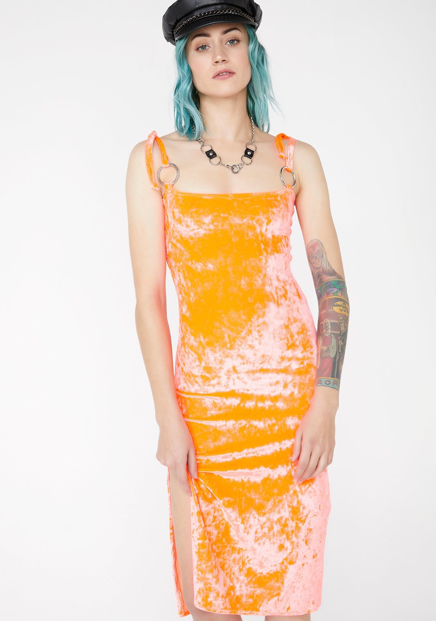 Fire Velvet O-Ring Dress sold by Dolls Kill