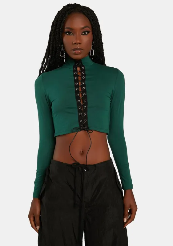 Bad Habit Lace-Up Crop Top sold by Dolls Kill