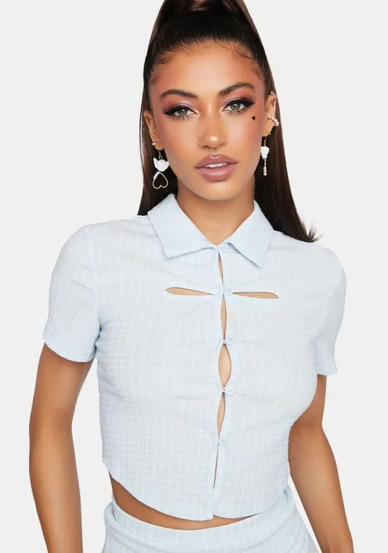 Baby Blue Collared Top sold by Dolls Kill