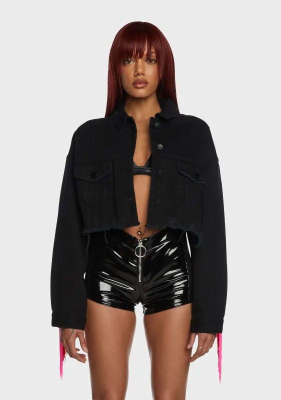 Feel This Moment Denim Jacket - Black sold by Dolls Kill
