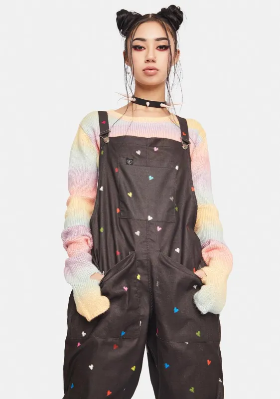 Blurry Heart Dungarees made by Dolls Kill