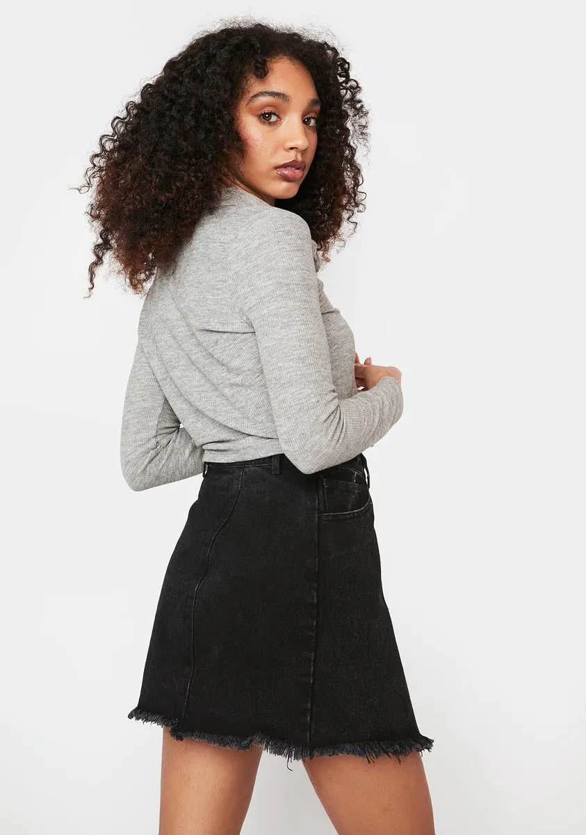 Night A Lotta Talk Wrap Denim Mini Skirt sold by Dolls Kill product image thumbnail 4