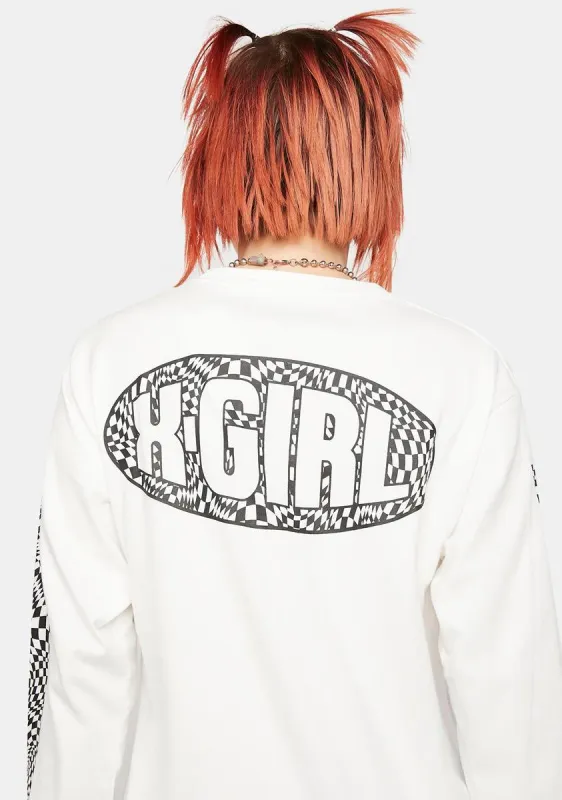 Checkered Logo Long Sleeve Graphic Tee sold by Dolls Kill