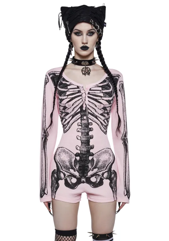 Rib By Rib Long Sleeve Romper sold by Dolls Kill